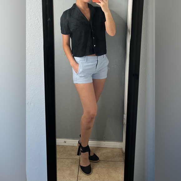 J.crew light blue cotton trouser shorts 0 | coastal granddaughter preppy travel - Picture 3 of 14